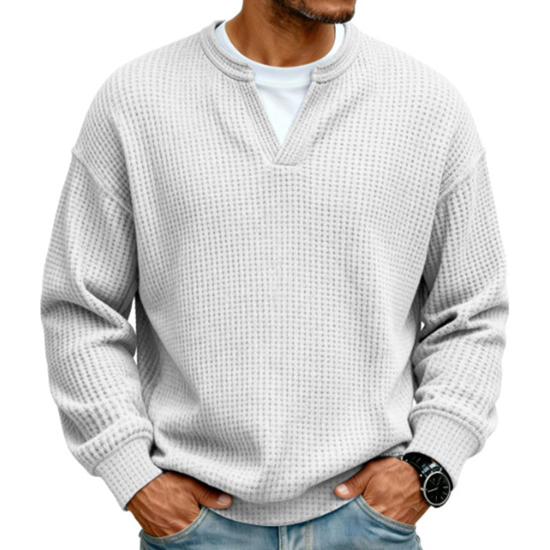 Corbin | Textured Mock-Layer Waffle Sweater