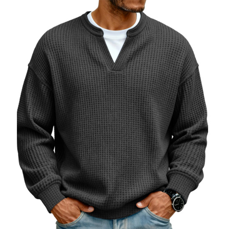 Corbin | Textured Mock-Layer Waffle Sweater