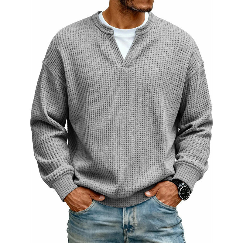 Corbin | Textured Mock-Layer Waffle Sweater