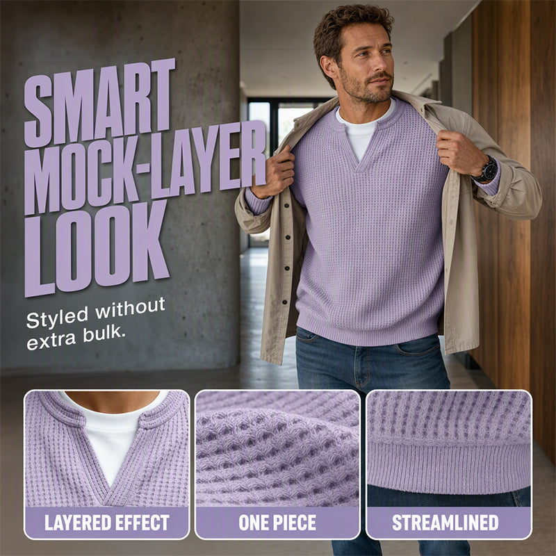 Corbin | Textured Mock-Layer Waffle Sweater