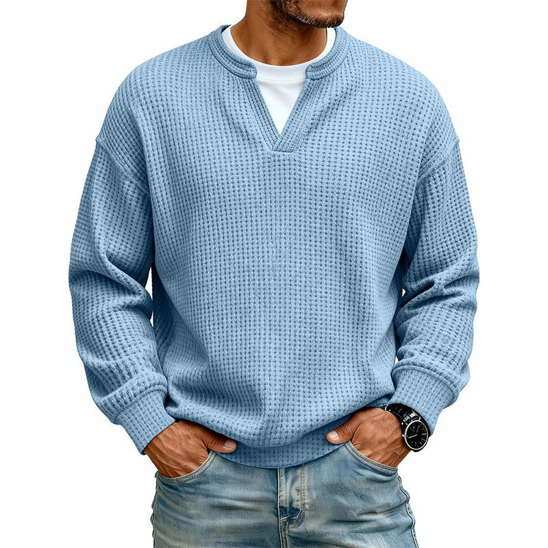 Corbin | Textured Mock-Layer Waffle Sweater