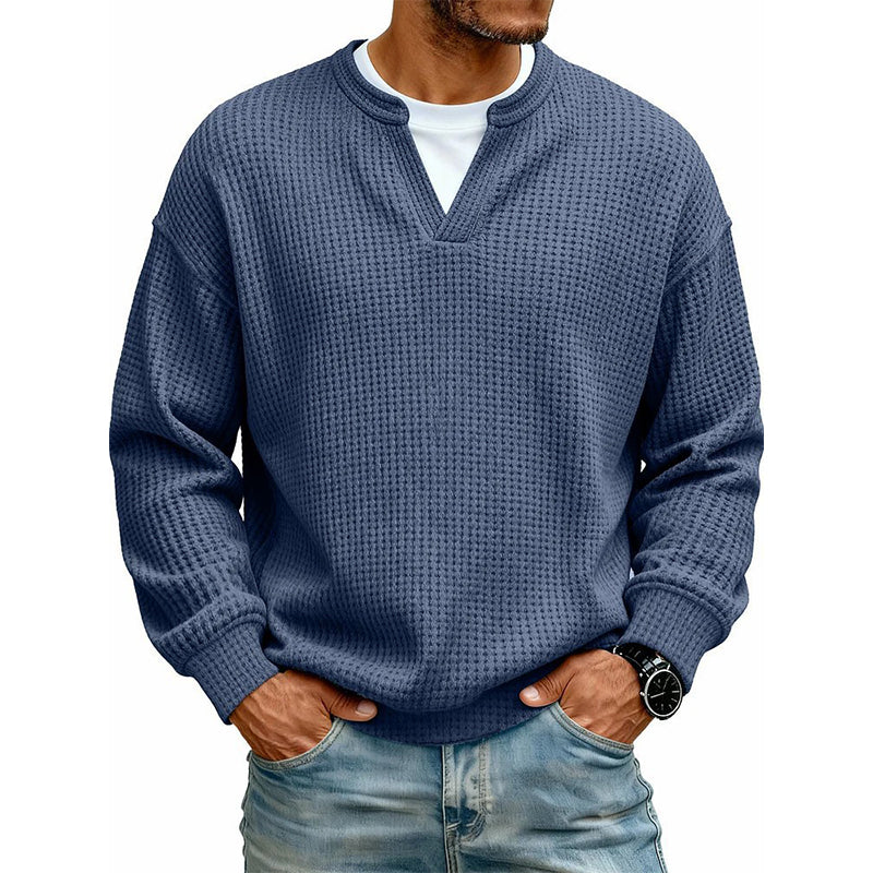 Corbin | Textured Mock-Layer Waffle Sweater