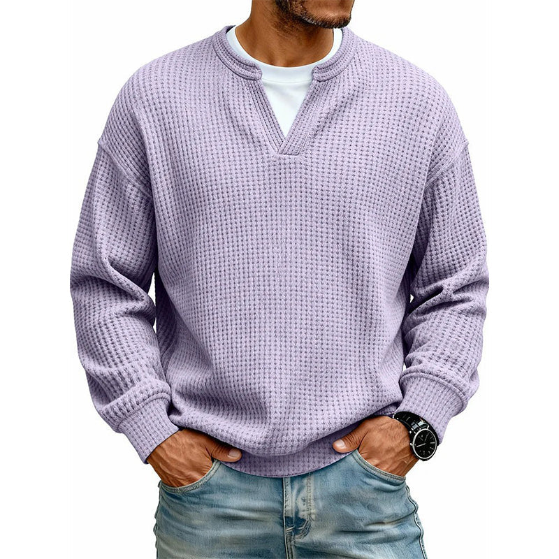Corbin | Textured Mock-Layer Waffle Sweater