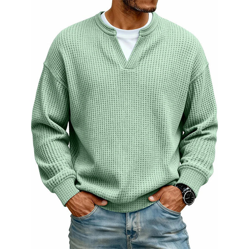 Corbin | Textured Mock-Layer Waffle Sweater