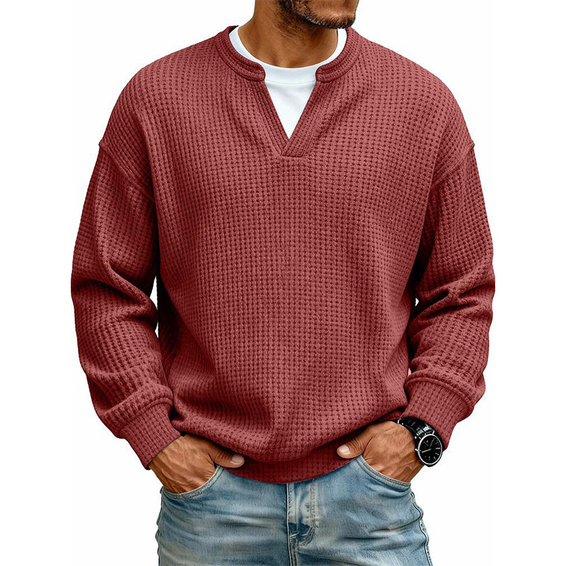 Corbin | Textured Mock-Layer Waffle Sweater