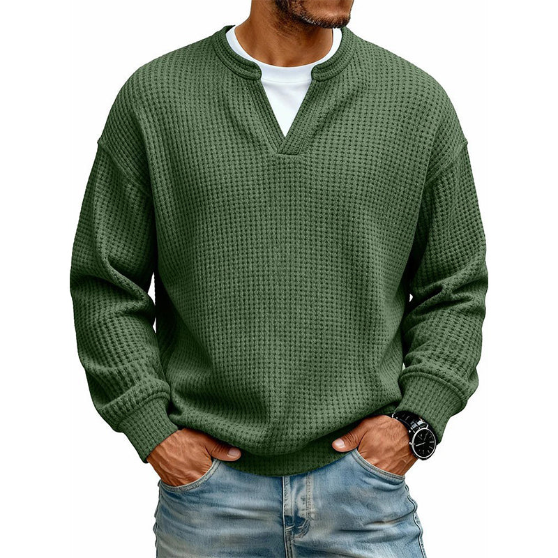 Corbin | Textured Mock-Layer Waffle Sweater