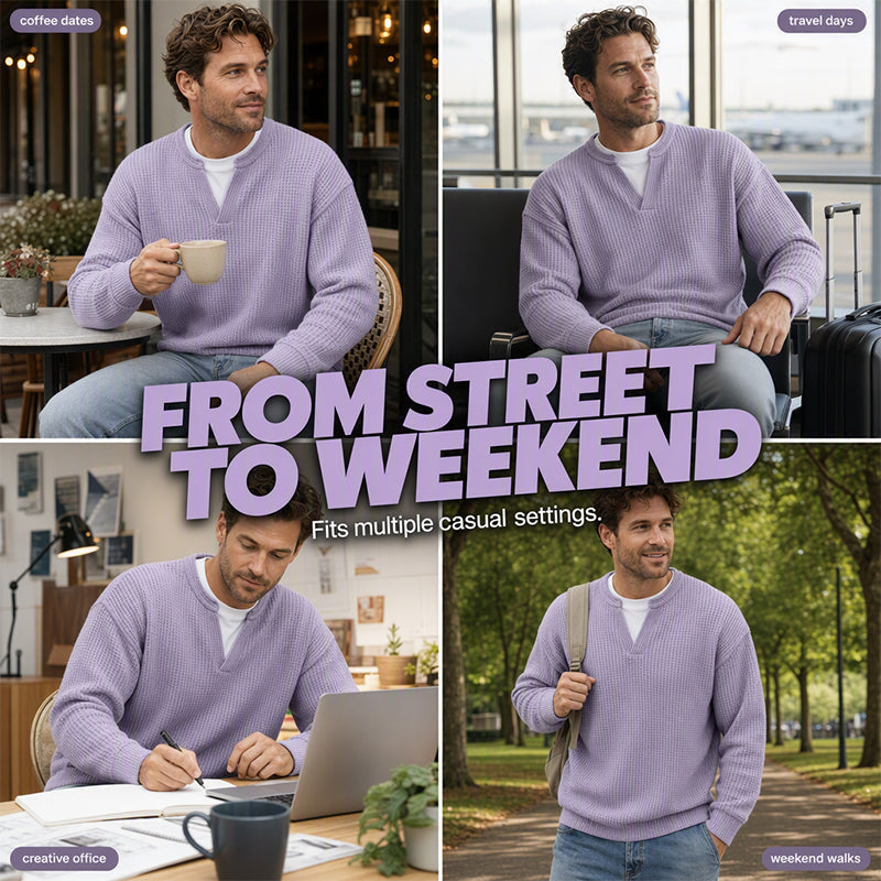 Corbin | Textured Mock-Layer Waffle Sweater